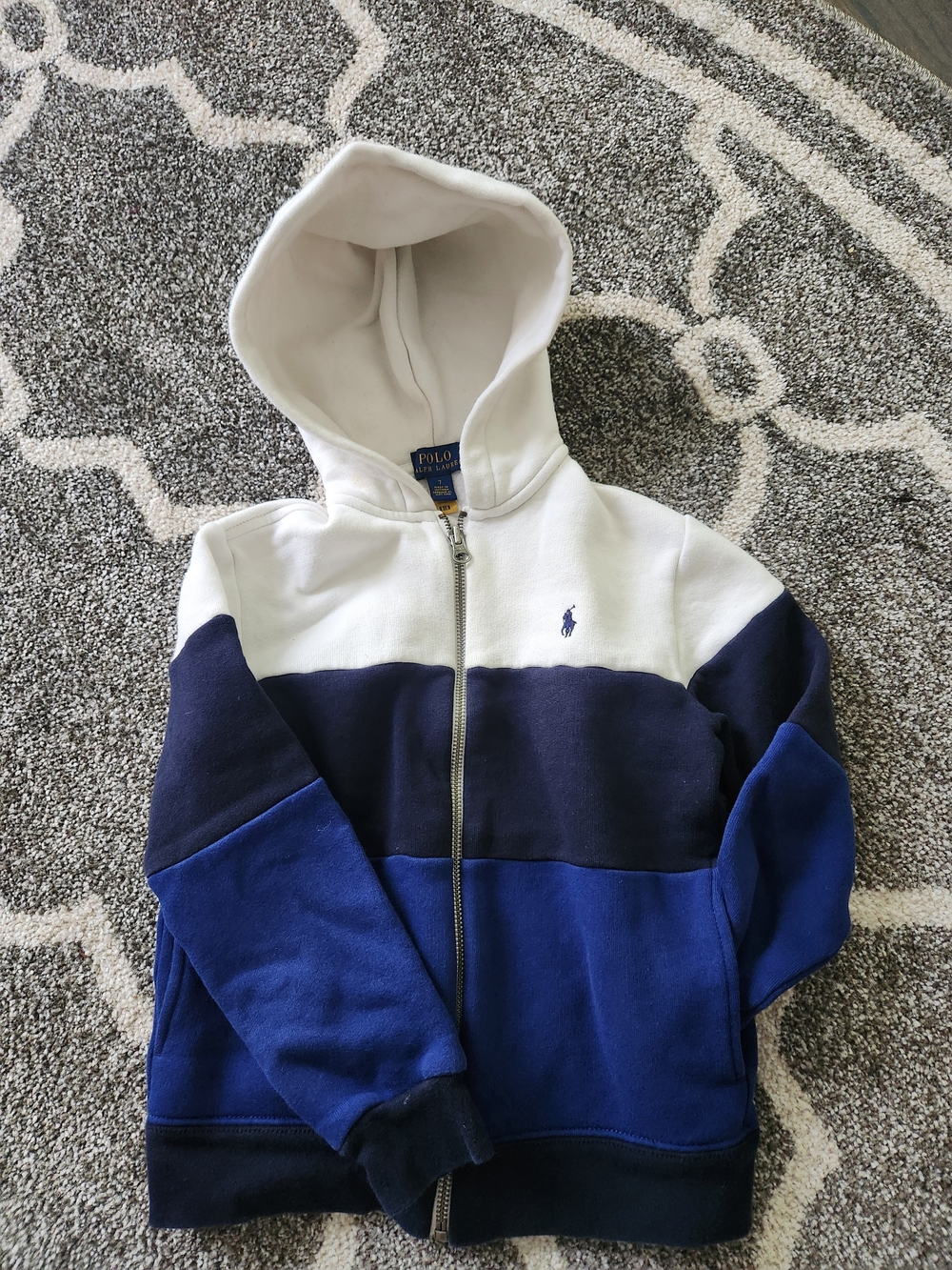 Polo by Ralph Lauren Boys' Hooded Zip Jacket - White & Navy